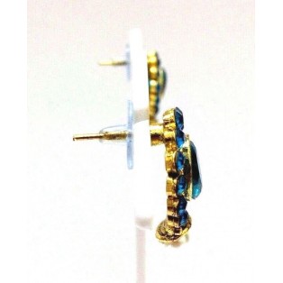 Gold Oxidized Women Earring Stud Jewelry PushBack Classy Gift Rhinestones Bead 8